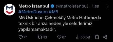 Üsküdar – Çekmeköy metro hattında arıza nedeniyle seferlerler aksadı